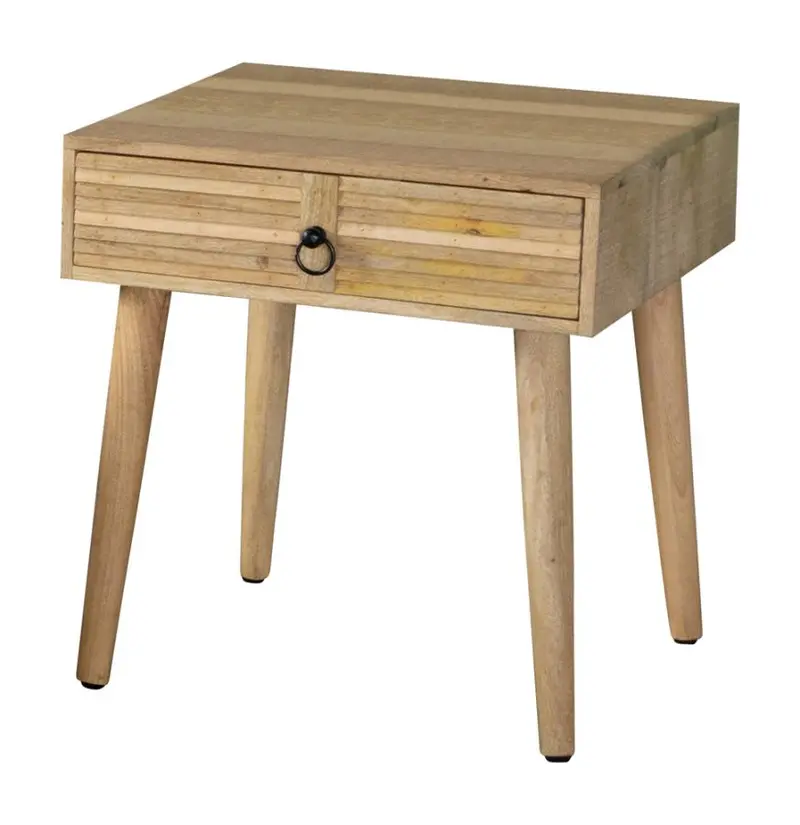 Natural-Finish Square One-Drawer End Table 1