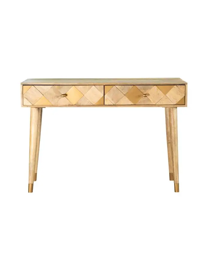 Natural Wood Rectangular Storage Console Table 1