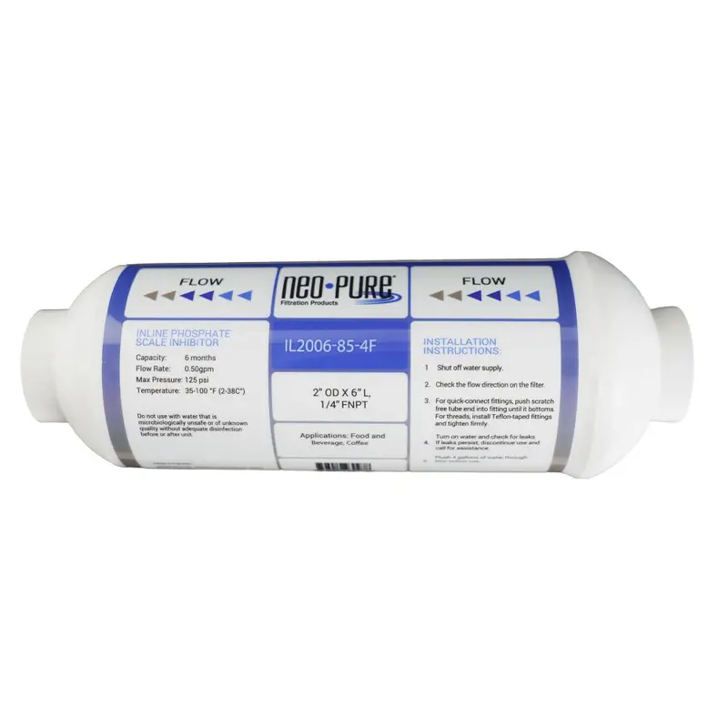 Neo-Pure 2" × 6" Inline Phosphate Scale Inhibitor With Sediment Pad – 1/4" Female Npt 1