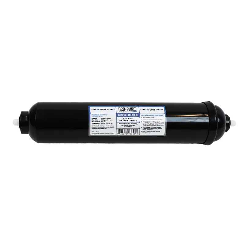 Neo-Pure Black Inline Gac/Cto Postfilter – 2X10 Inch, 10-Micron, 3/8" Quick-Connect 1