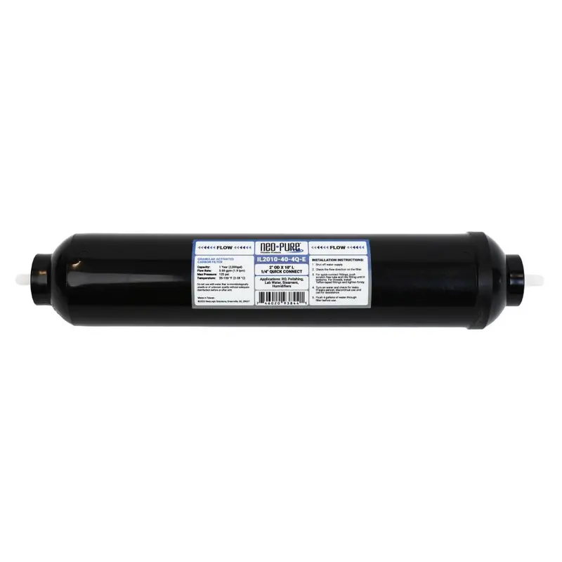 Neo-Pure Black Inline Post-Filter – 2" X 10", 10-Micron Gac/Cto, 1/4" Quick-Connect 1