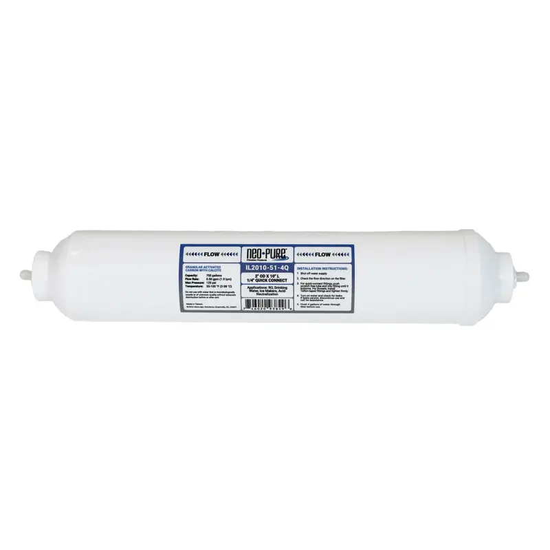 Neo-Pure Il2010-51-4Q Inline Dual-Media Filter – Calcite + Coconut Shell Gac, 10" X 2.25", Quick-Connect 1