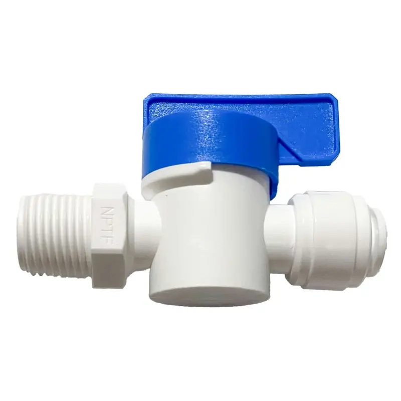 Neofit Acetal White Shut-Off Valve – Male Thread, 3/8 Inch Od × 3/8 Inch Nptf 1