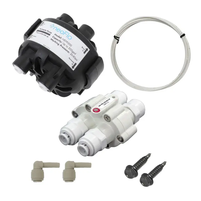 Neoflo 200 Gpd Permeate Pump Kit With Fittings, Tubing, And Automatic Shut-Off Valve 1