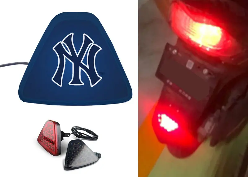 New York Yankees Mlb Led Tail Light Set – Brake Flash & Pilot Indicator For Vehicles And Bikes 1