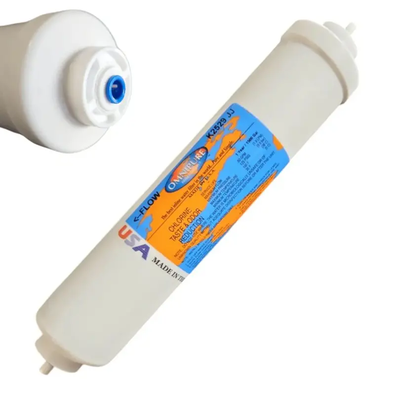 Omnipure K2529-Jj Inline Chloramine Filter: 2 × 10" Catalytic Carbon, 1/4" Quick Connect 1