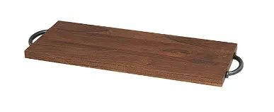 Oversized Brown Wood Tray With Black Metal Handles (28" X 10" X 2") 1