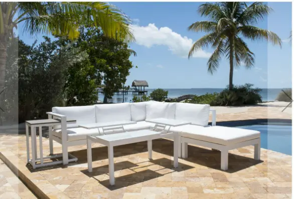 Panama Jack Sandcastle Aluminum 5-Piece Outdoor Sectional With All-Weather Cushions 1