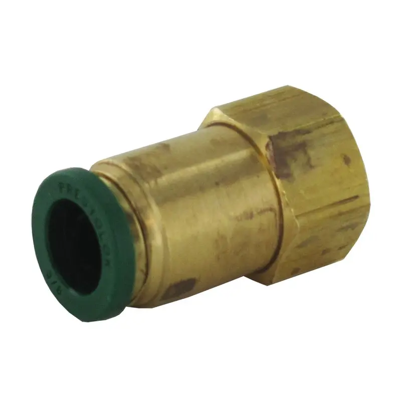 Parker Prestolok Lead-Free Brass Female Flare Fitting (3/8" Qc × 1/4" Ffl) — Refurbished/Tarnished 1