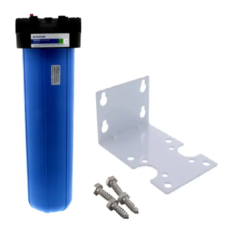 Pentek 20" Big Blue Filter Housing Kit – 1-1/2" Port, Includes Pressure Relief & Mounting Bracket 1