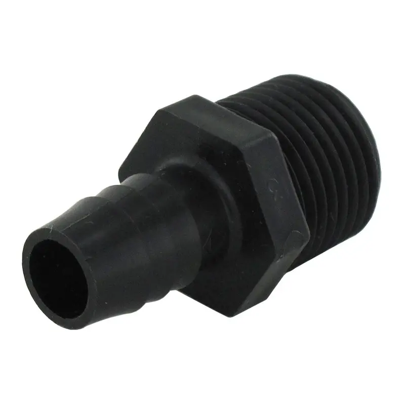 Polypropylene Male Barb Connector: 1/2" Id Barb To 1/2" Mnpt (Black) 1