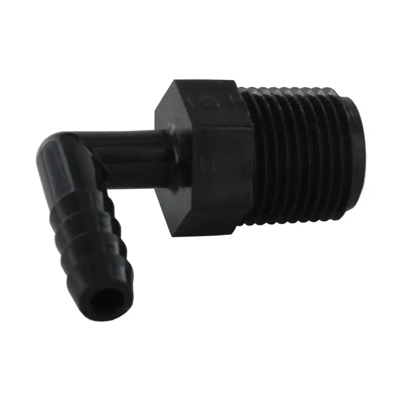 Polypropylene Male Elbow Barb Fitting: 1/4 In Id Barb × 3/8 In Mnpt 1