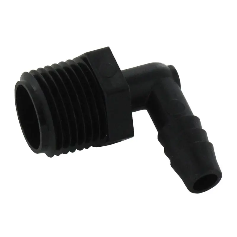 Polypropylene Male Elbow Connector: 3/8" Id Barb To 1/2" Male Npt 1