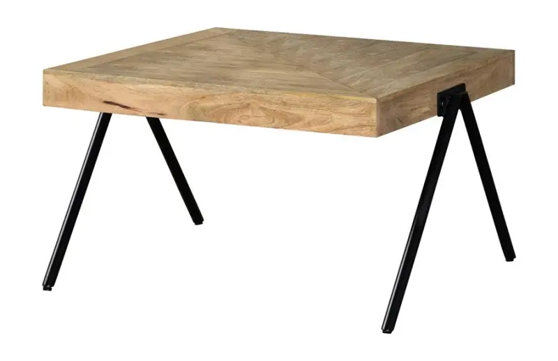 Rectangular Coffee Table With Black Metal Frame And Natural Wood Top 1