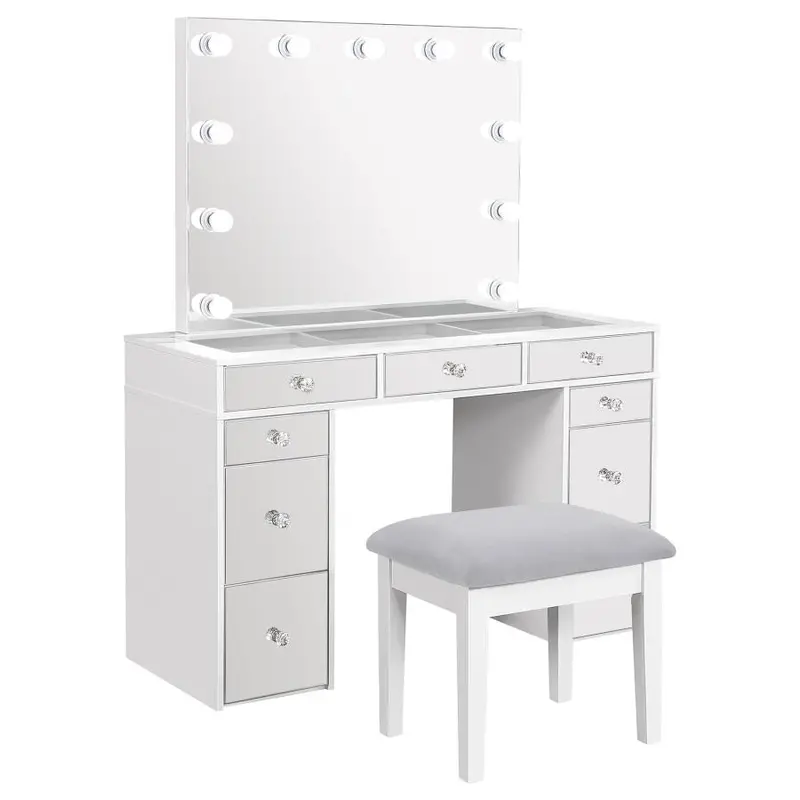 Regina Illuminated White Makeup Vanity Desk Set 1