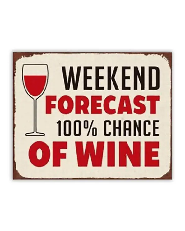 Retro 'Wine Forecast' Metal Wall Sign – 25Cm X 20Cm Vintage Bar Decor 1
