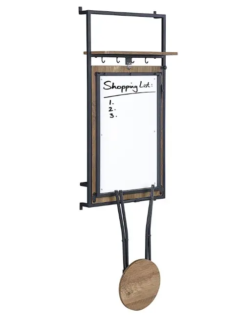 Riley Rustic Oak Fold-Down Wall Desk With Matching Sandy Black Stool 1