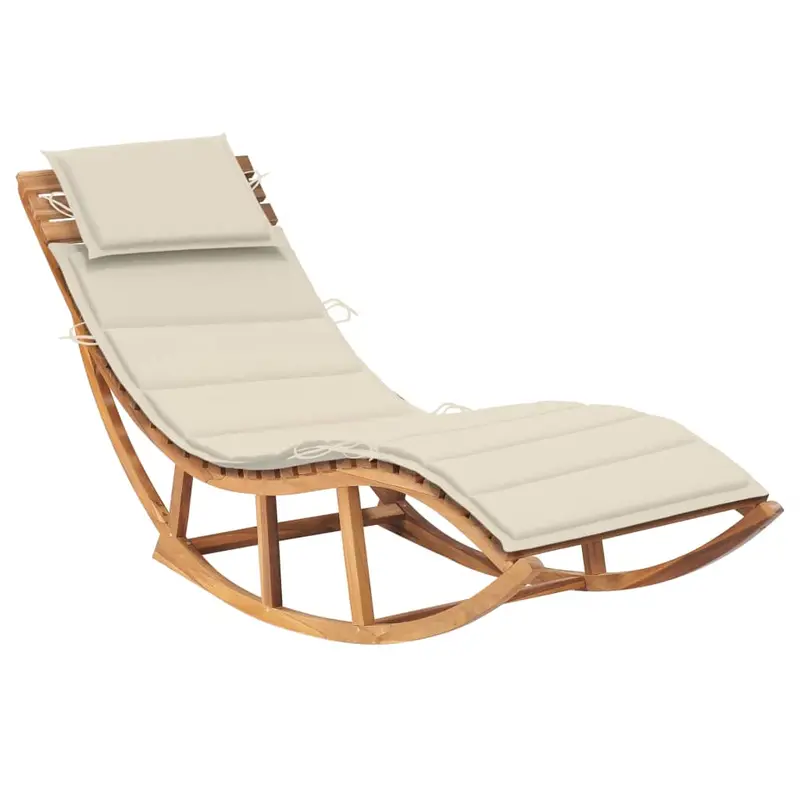 Rocking Sun Lounger With Cushion – Handcrafted From Solid Teak 1