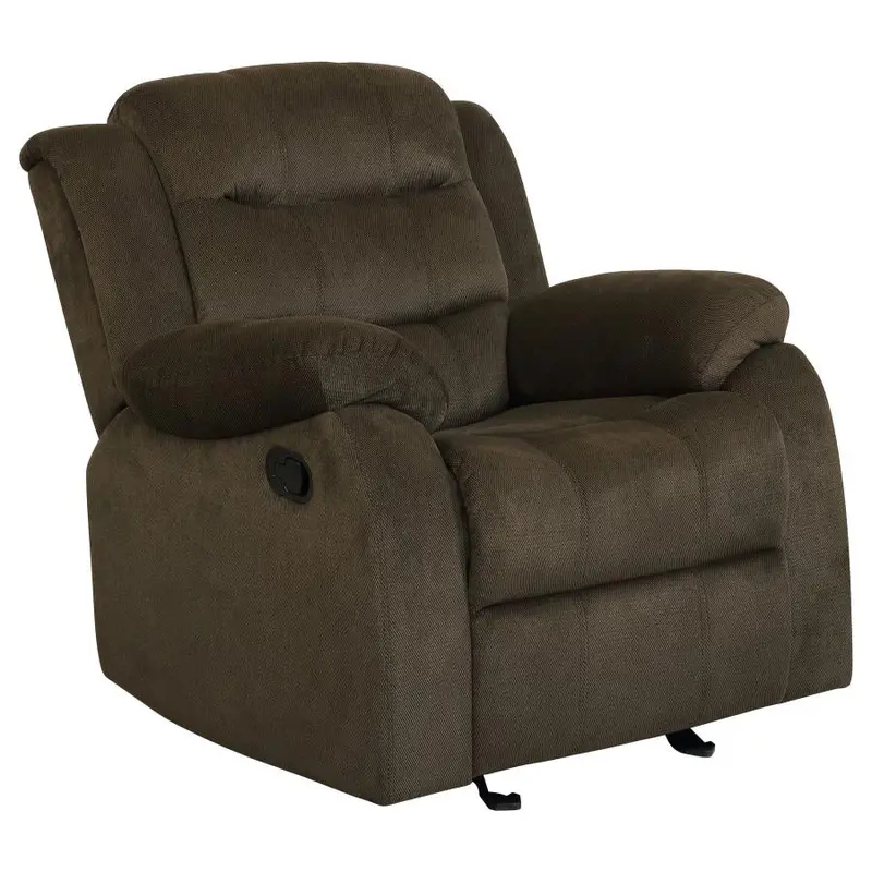 Rodman Glider Recliner – Olive Brown Upholstered Padded Arm Design 1