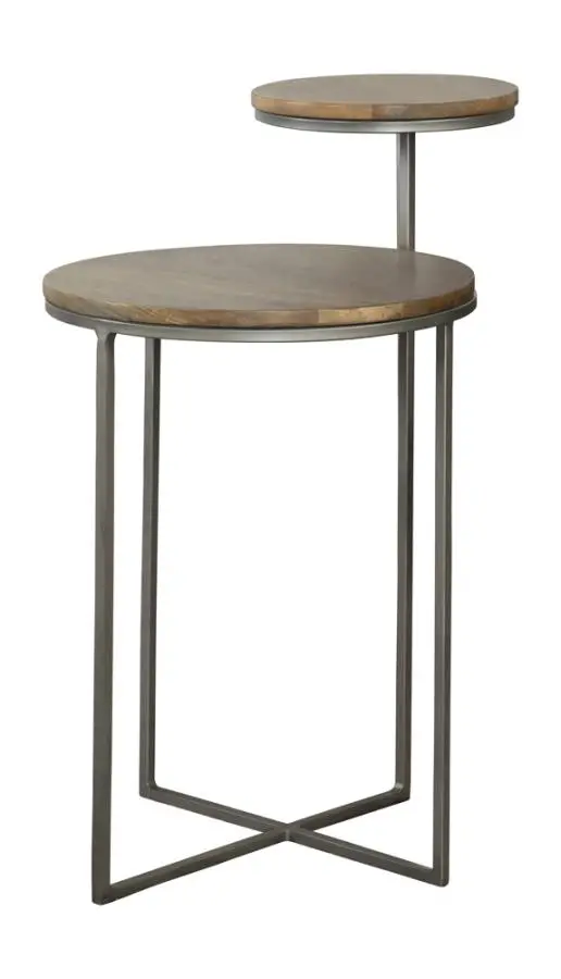 Round Accent Table With Gunmetal Metal Base 1