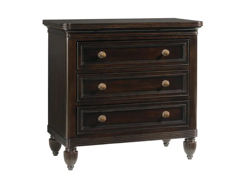 Royal Kahala Orchid Nightstand With Acrylic Knobs And Wood Veneer 1