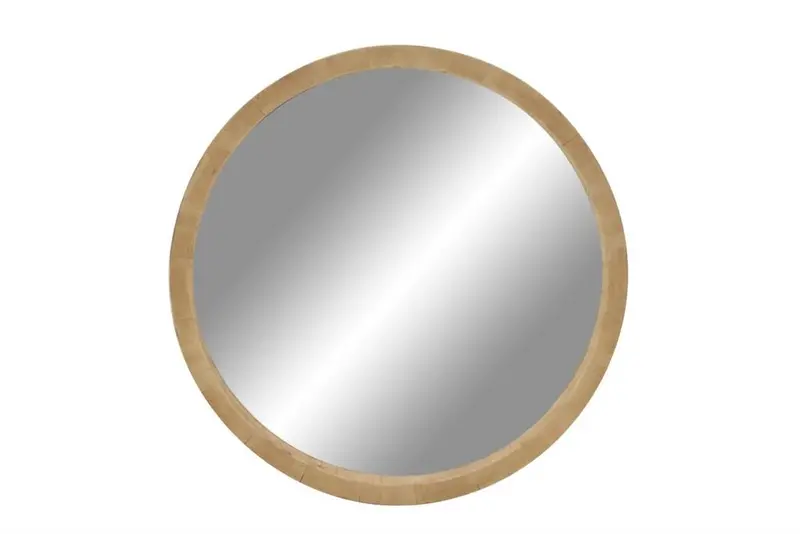 Rustic Brown Wood Round Wall Mirror 1