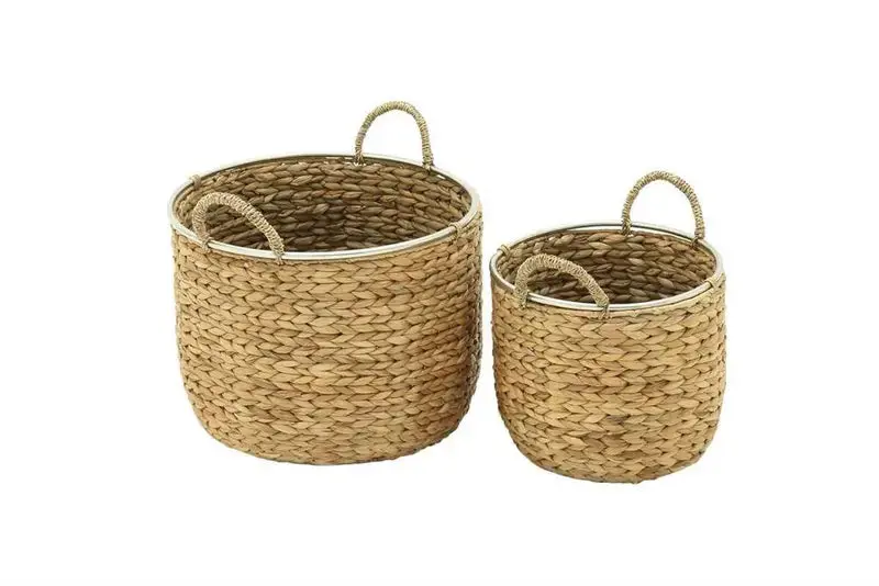Rustic Tan Coastal Basket Made From Dried Plant Fibers 1