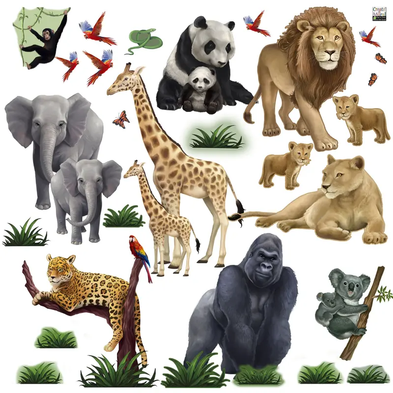 Safari-Themed Kids' Wall Stickers – Animal Adventure Decor 1