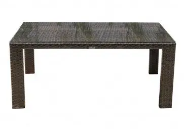 Samoa Rectangular Woven Dining Table With Tempered Glass Top 1