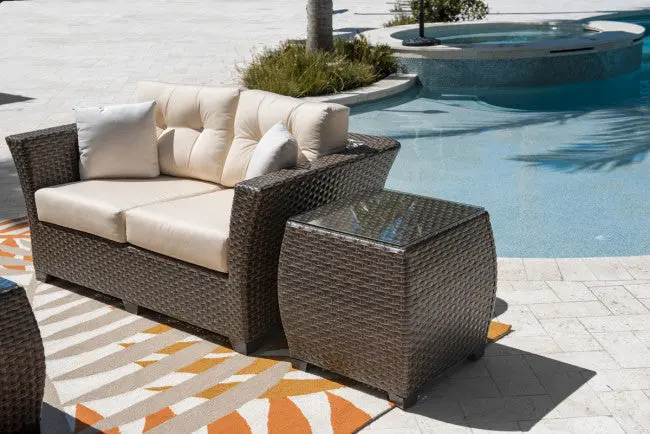 Samoa Two-Seat Loveseat With Off-White Cushions 1