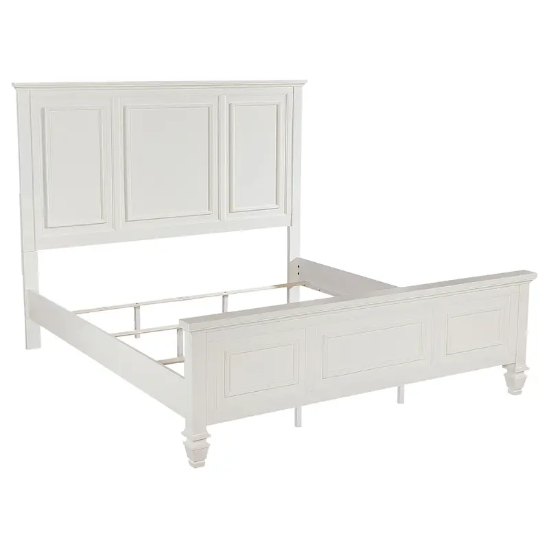 Sandy Beach Eastern King Panel Bed – 63-Inch Cream White Wood Frame 1