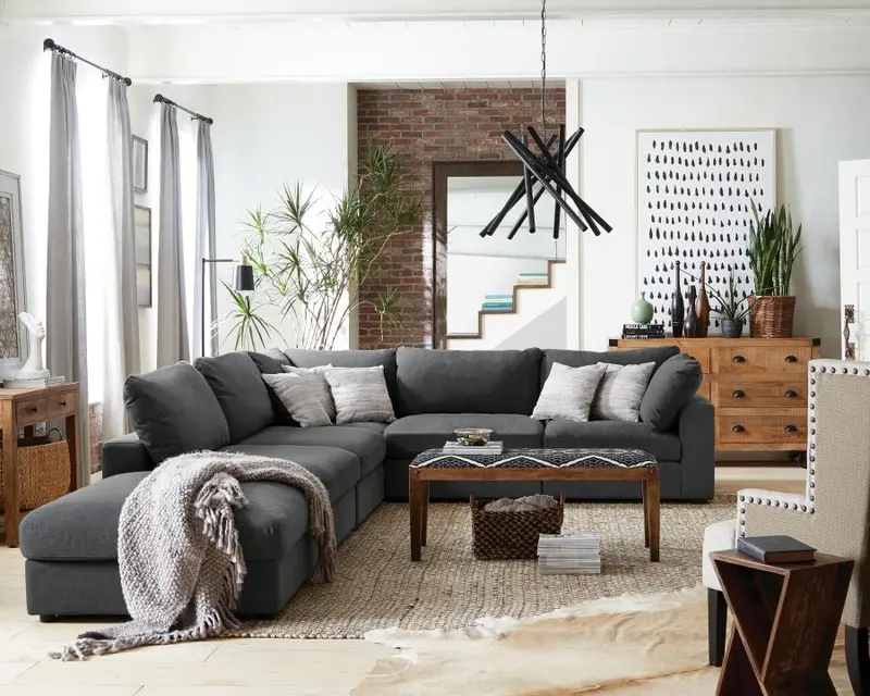 Serene Modular Sectional Sofa – 6-Piece Charcoal Upholstery 1
