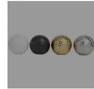 Set Of Four Hammered-Texture Ceramic Golf-Inspired Orbs – Multicolored Geometric Vase Fillers (4 In Diameter) 1