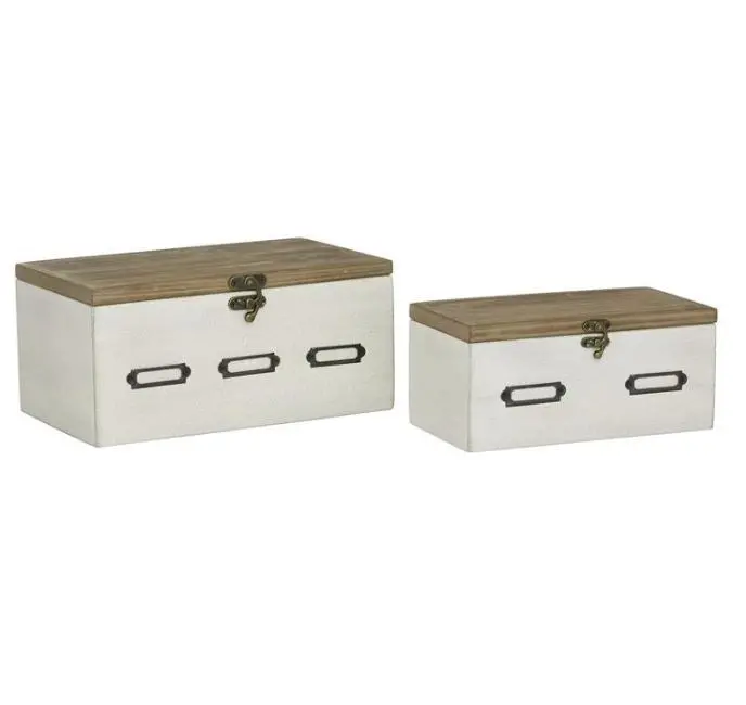 Set Of Two White Wooden Storage Boxes – 10-Inch And 12-Inch Sizes 1