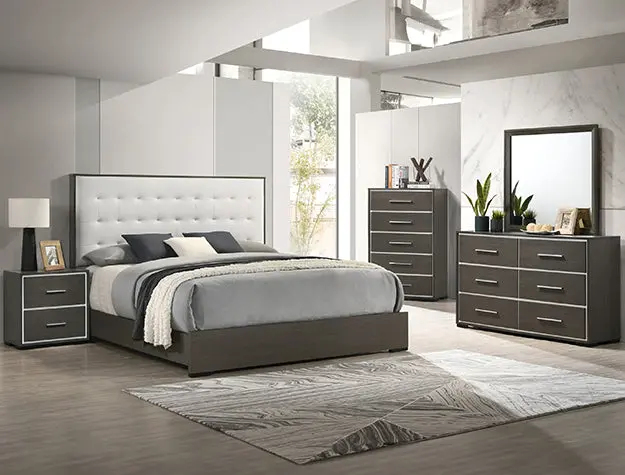Sharpe Bedroom Set – Coordinated Dresser, Nightstand & Bed Ensemble 1