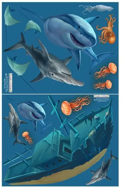 Shipwreck And Shark Themed Wall Stickers For Boys' Decor 1