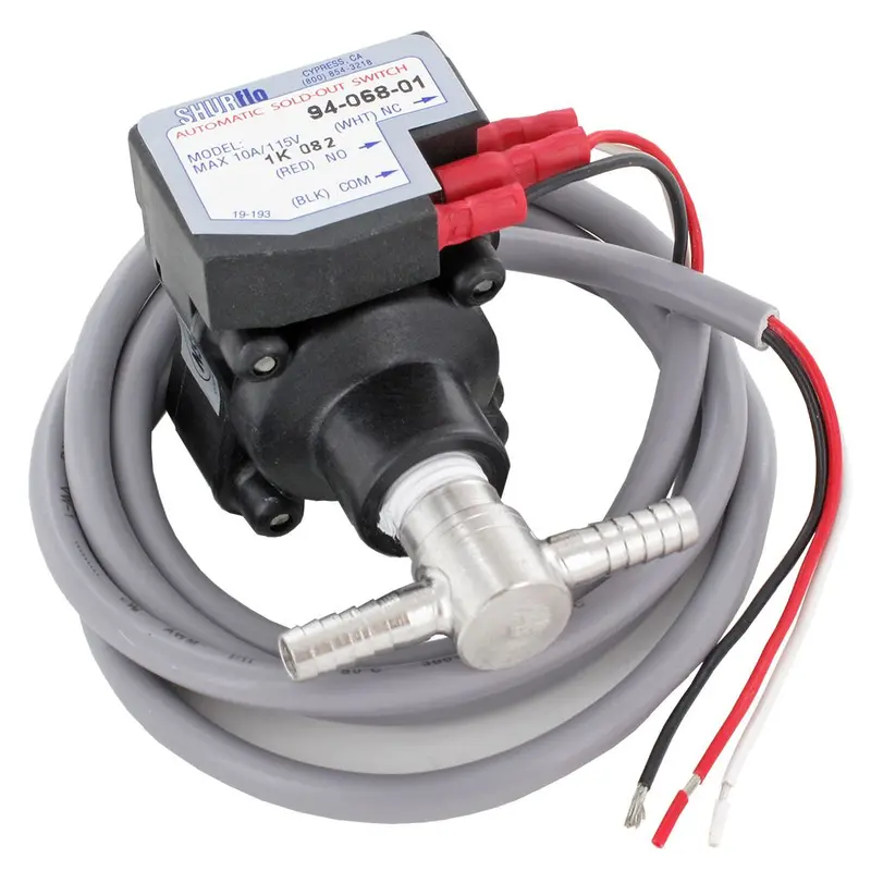 Shurflo 94-068-01 Sold-Out Switch – 1/4" Stainless Steel Barb Tee, 48" Led Cable 1