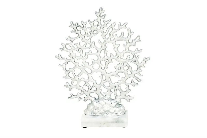 Silver Marble Coral Sculpture – Coastal-Inspired Tabletop Art 1