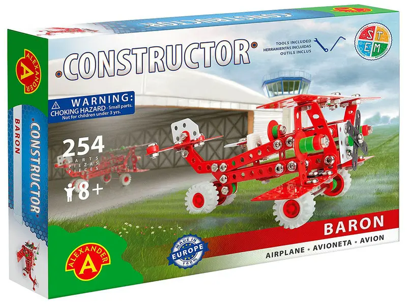 Sluban Baron Retro Biplane – 254-Piece Metal Airplane Model Kit 1