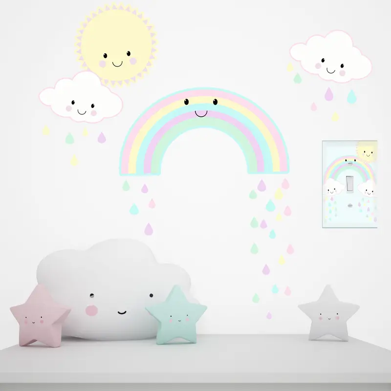 Smiley Rainbow Kawaii Room Kit – Playful Kids Decor Bundle 1