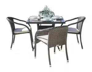 Spectrum 5-Piece Dining Set – Sleek Metal & Wood Table And Chair Combo 1