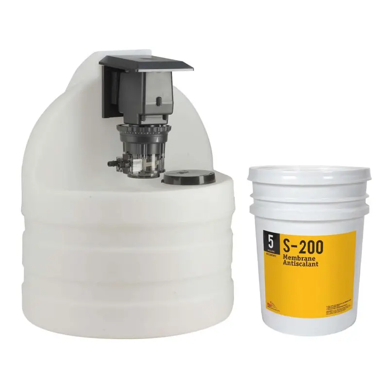 Stenner Antiscalant Dosing System – Single-Head Adjustable Pump W/ 15-Gallon Tank 1