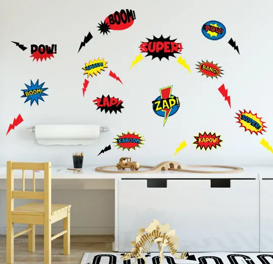 Superhero-Inspired Comic-Style Word Wall Decals 1