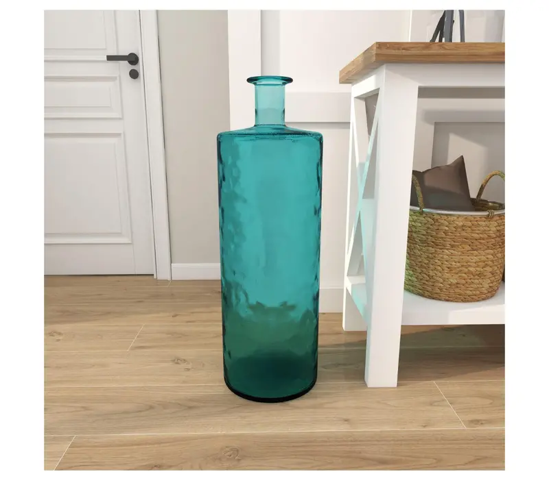 Teal Glass Spanish-Inspired Vase – 10" Diameter X 30" Height 1