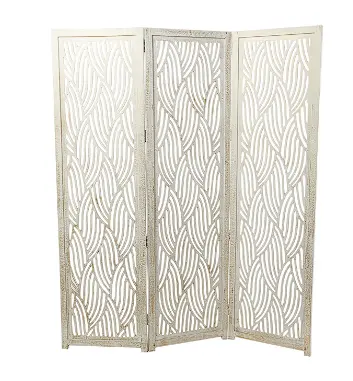 Three-Panel Folding Wooden Room Divider Screen – Natural Grain & Lightweight Design 1