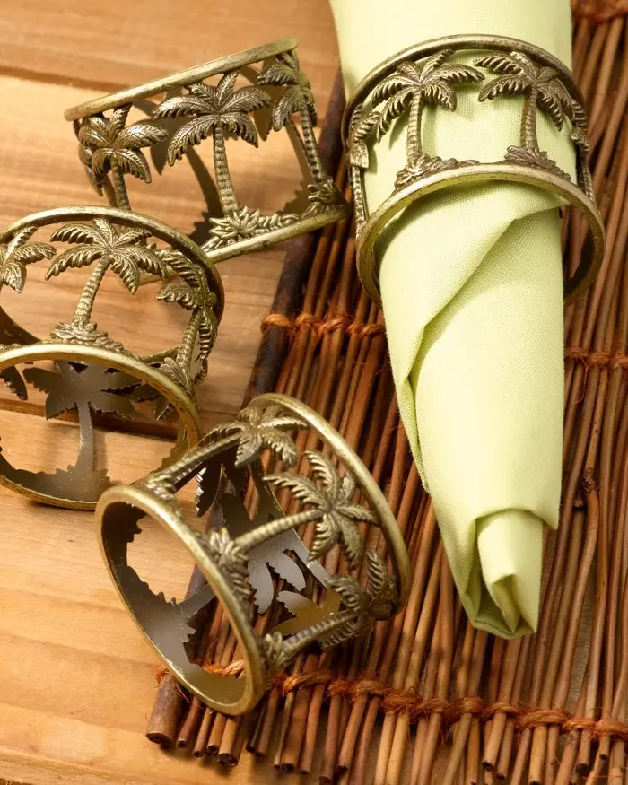 Tommy Bahama Palm Tree Design Napkin Ring Set 1