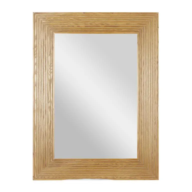 Traditional Brown Wood Rectangular Wall Mirror 1