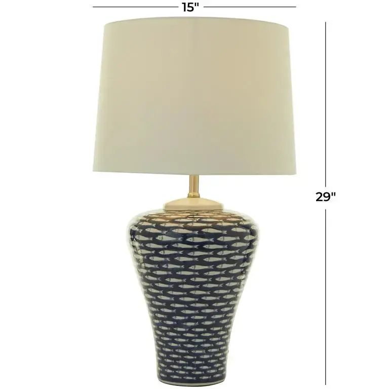 Traditional Dark Blue Ceramic Table Lamp 1