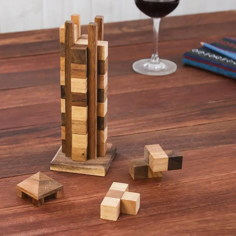 Traditional Thai Wooden Stacking Tower – Advanced Skill-Building Puzzle Game 1