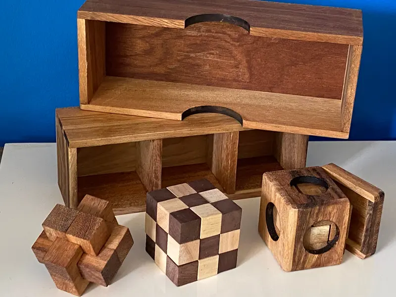 Triple Wooden Brainteaser Set – Curated Collection In A Gift Box 1